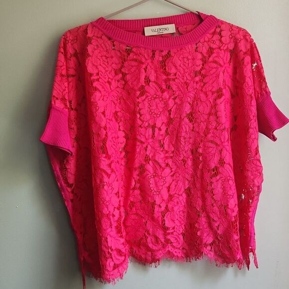 Valentino Tops - Valentino Pink Lace Blouse